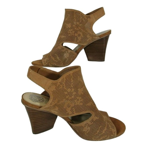 Vince Camuto Dachelle Leather Pindot Floral Detailed High Heel Sandals Size 9 - Picture 2 of 7